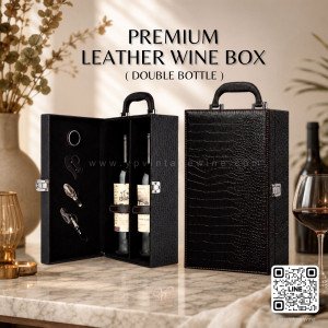 PREMIUM LEATHER WINE BOX SET (DOUBLE BOTTLE) | กล่องไวน์หนังพรีเมียม สำหรับ 2 ขวด พร้อมอุปกรณ์ไวน์ 4 ชิ้น